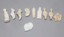 -10 FEVES ANCIENNES 1ere époque 2 Sabots Porc. 1 éléphant Opaline 7 Biscuits   E - Oude