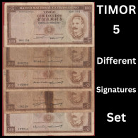 Timor ( Portugal ) 100 Escudos 1959  P 24  SET 5 DIFF SIGNATURES VG - Timor