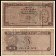 Timor ( Portugal ) 100 Escudos 1959 P 24 Sign 1 Low SN# 000934 VG - Timor