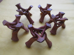 Lot De 5 Supports Bois Précieux Pour Minéraux - Oeuf - Boule - Sphère - Altri & Non Classificati
