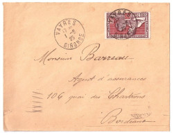 VAYRES Gironde Lettre Simple Tf 25 3 24 25c Arts Décoratifs1924 Ob 1 5 25  Arrivée Verso - Briefe U. Dokumente