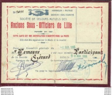 Delcampe - CARTE ANCIENS SOUS OFFICIERS DE LILLE SOCIETE DE SECOURS MUTUELS LEMESRE  GERARD - Autres & Non Classés