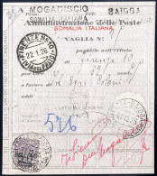 Cover 1925, Segnatasse Per Vaglia, 40 B. Su 50 C. Violetto Su Vaglia Da Baidoa Il 17.12., Sass. 3 / 650,- - Somalia