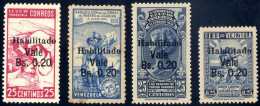 ** 1943, "Habilitado", Komplette Serie 4 Werte, Postfrisch, Der Höchstwert Mit Rostfleck Bei Der Unteren Zähnung, Mi. 39 - Venezuela