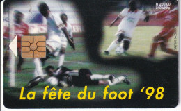 TARJETA DE MAURICIO DE LA FETE DU FOOT'98 DE TIRADA 30000  (MAURITIUS) (FUTBOL-FOOTBALL) - Mauritius