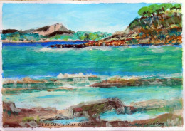 Peinture Petite Gouache "Les Oursinières" Le Pradet - Gouaches