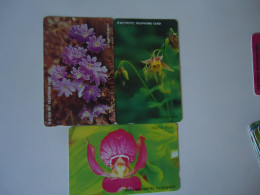 Delcampe - KOREA 3  USED CARDS  FLOWERS ORCHIDS - Blumen