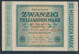 Deutsches Reich Rosenbg: 115b, Wz. Hakensterne 6stellige Rote Kontrollnummer Gebraucht (III) 1923 20 Milliarde (10448018 - 20 Milliarden Mark