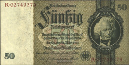 German Empire Rosenbg: 175d, War Pressure WZ. Eichenlaub, Series: H-N Used (III) 1933 50 Reichsmark - 50 Reichsmark
