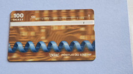 ICELAND-(ICE-D-18-726L)-BLUE CORD-(24)-(100units)-(726L01445)-(Tirage-15.000)-used Card - Iceland