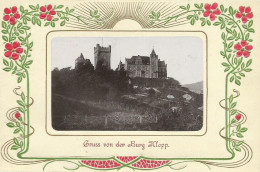 Delcampe - AK Bingen Burg Klopp Jugendstil-Zierrahmen Gold- + Prägedruck ~1900 #31 - Bingen
