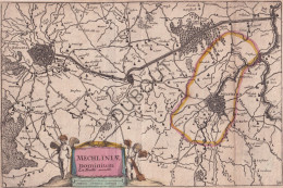 Mechelen/Brussel -  Kopergravure 18e Eeuw, Ingekleurd (J326) - Historical Documents