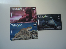 Delcampe - NEW ZEALAND 3  USED CARDS WWF ANIMALS - Fische