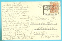 Kaart Met Ambulant / Convoyage (treinstempel)  ECHTERNACH- ETTELBRUCK - 1921-27 Charlotte Front Side