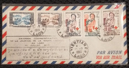 Delcampe - FDC Laos Cover 1953 With Full Set Of Red Cross - Laos