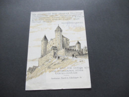 Schweiz 1954 Dekorative PK Schloss Centre Int. D' Etude Pour Les Chateau Zürich Unterschrift Herbert Graf Von Caboga - Briefe U. Dokumente