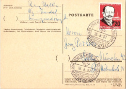 20pf Albert Ballin 1957 Hamburg 36 Albert Ballin Slogan PPC To Munich.  EUROPEAN SIZE - Lettres & Documents