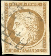 Obl. 1 -  10c. Bistre. Obl. Grille. 3 Belles Marges. TB. - 1849-1850 Ceres