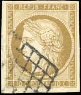 Obl. 1b -  10c. Bistre-verdâtre. Obl. Grille. Belles Marges. SUP. - 1849-1850 Ceres
