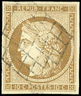 Obl. 1c -  10c. Bistre-verdâtre Foncé. Obl. Losange. SUP. - 1849-1850 Ceres