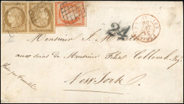 Obl. 1d -  Paire Tête-Bêche Du 10c. Bistre Obl. Grille S/lettre Frappée Du CàD De PARIS Du 31 Décembre 1850 à Destinatio - 1849-1850 Ceres