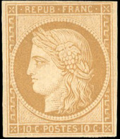** 1f -  10c. Bistre Clair. Réimpression 1862. SUP. - 1849-1850 Ceres