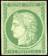 * 2 -  15c. Vert. Superbe De Présentation Et De Qualité. SUP. - 1849-1850 Ceres