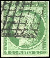 Obl. 2 -  15c. Vert. Obl. TB. - 1849-1850 Ceres