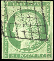 Obl. 2 -  15c. Vert. Obl. Filet Intact. TB. - 1849-1850 Ceres
