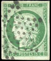 Obl. 2b -  15c. Vert Foncé. Obl. étoile Légère. Belles Marges. TB. - 1849-1850 Ceres
