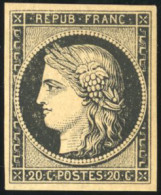 * 3 -  20c. Noir S/jaune. SUP. - 1849-1850 Ceres