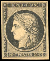 * 3 -  20c. Noir S/jaune. SUP. - 1849-1850 Ceres