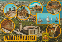 Delcampe - (MALL22) PALMA DE MALLORCA. DIVERSAS VISTAS CON CASTILLO DE BELLVER . AÑOS 70 - Palma De Mallorca