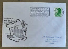 Delcampe - Enveloppe Tour De France Cycliste MONT-VENTOUX, Erreur SANS (X) (117 Exemplaires) Flamme Avignon Ville étape 1/07/1987 - Cyclisme