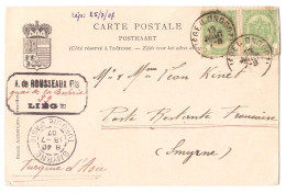 SMYRNE Turquie D'Asie Bureau Français à L' ETRANGER ARRIVEE Carte Postale De Belgique LIEGE LONGDOZ Arrivée 18 7 1907 - Brieven En Documenten