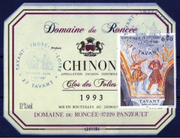 ETIQUETTES + TIMBRE OBLITERE - Chinon - Briefmarken