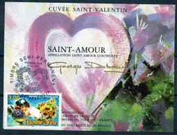ETIQUETTES + TIMBRE OBLITERE -Saint Valentin - Briefmarken