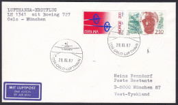 FFC0085 Lufthansa First Flight Cover, FFC, Boeing 727, Oslo - Munich, Premier Vol - Briefe U. Dokumente