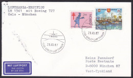 FFC0129 Lufthansa First Flight Cover, FFC, Boeing 727, Oslo - Munich, Premier Vol - Briefe U. Dokumente