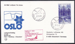 FFC0353 Lufthansa First Flight Cover, FFC, Boeing 737, Oslo - Dusseldorf, Premier Vol - Briefe U. Dokumente