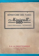 Rare REPERTOIRE Des TUBES Miniwatt DARIO Caractéristiques Techniques 12.50 - La Radiotechnique Paris - Componenti