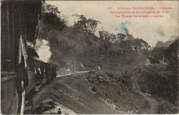 Delcampe - PC FORTIER CHEMIN DE FER TRAIN DANS UNE COURBE FRENCH GUINEE AFRICA (a25624) - Französisch-Guinea