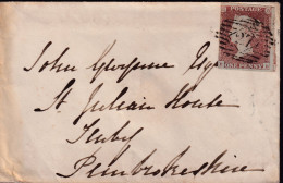 GB 14.10.1851, QV 1d Red-brown On Very Blue Paper, Three+ Margins (EB) On Very Fine Small Cover With Barred Numeral Canc - Briefe U. Dokumente