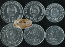 Korea North. Coins Set #6 (3 Coins. AUnc-Unc) 2002 - Corea Del Nord