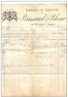 Facture De 1884 Brissaud & Blanc Voiron (Isère) Fabrique De Liqueurs - Facturen
