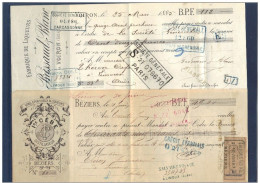 Mandats 1883-1887 Vins, Spiritueux, Eaux De Vie, Liqueurs Béziers, Limoges, Voiron - Facturen