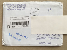 Poland Polska Used Letter Stamp Circulated Cover Registered Barcode Label Printed Sticker Stamp 2024 - Briefe U. Dokumente
