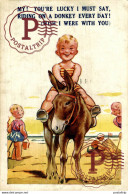 Delcampe - TAYLOR ILLUSTRATION YOU'RE LUCKY I MUST SAY RIDING ON A DONKEY HOLIDAY REPLY BAMFORTH & CO CHILDRENS BURROS DONKEYS ÂNES - Taylor