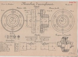 Manchon D' Accouplement Planche Sage Léonce  Beauvais Dessin De Machines 1928 - Tools
