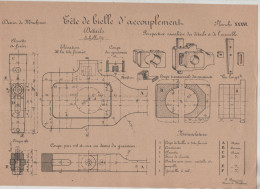 Tête De Bielle D' Accouplement Planche Beauvais Dessin De Machines 1928 - Tools